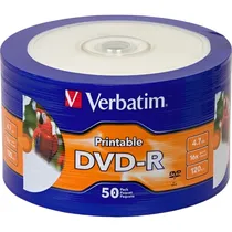 Pacote de Disco Gravável DVD-R Verbatim 97167 4.7 GB 16X – 50 Unidades