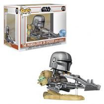 Funko Pop Star Wars Mandalorian On Speeder W/Grogu *Ex* 579