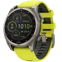 Relogio Garmin Fenix 8 Solar Sapphire 010-02906-21 47 MM com GPS/Wi-Fi - Cinza/Amarelo