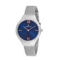 Relogio Analogico Feminino Daniel Klein Fiord DK12075-6 - Prata e Azul Escuro