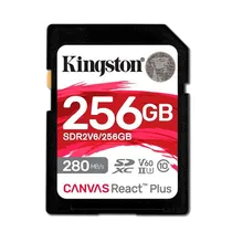 Cartao de Memoria SD Kingston Canvas React Plus 256GB 280MBS - SDR2V6/256GB V60