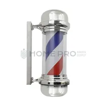 Barber Pole Iluminado Prateado Giratório Sem Esfera de 60CM 220V