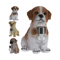 Figura Decorativa de Perro KPM 795-201190 Con Lámpara Solar 24 CM Surtido