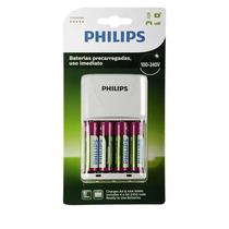 Carregador Philips com 4 Pilhas AA4 (2450MAH)