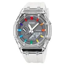 Relógio Masculino Analog/Digital Skmei 2100 WTGY Branco Cinza