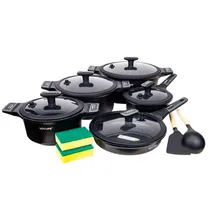 Jogo de Panelas Ucc Life 14 Pçs. Granito Preto.