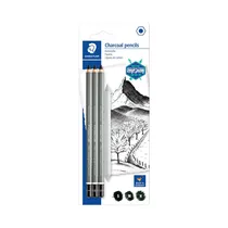 Lápices de Carbón Staedtler Mars Lumograph Charcoal Pencils 100C SBK4 3 Unidades