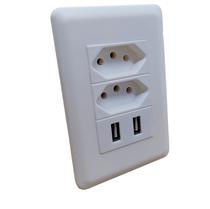 Tomada de Energia 2 Plug + 2 USB 13A Padrao Brasil