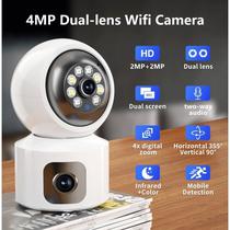 Camera de Vigilancia IP de 2MP de Tela Dupla Wifi 2K de Lente Bady Pet Detector de Seguranca