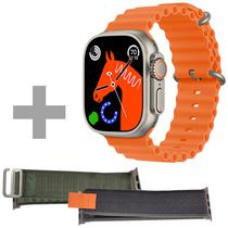 Smartwatch Blulory Ultra Max 49 MM com Bluetooth - Cinza/Laranja + 2 Pulseiras