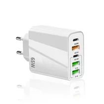 Carregador / Adaptador de Parede Fast Charger 55-3C3 / 65W / USB-A X3 / USB-C X2 / Bivolt - Branco