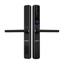 Fechadura Elétrica Philips DDL608-5HWS - Impressão Digital/Código Secreto/Cartão/Chave Mecânica - Preto