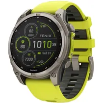 Relogio GPS Garmin Fenix 8 47MM Solar Sapphire 010-02906-20 - Titanium/Graphite Yellow