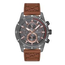 Relogio Analogico Masculino Daniel Klein DK.1.12740-3 Exclusive Gents / Pulseira de Couro Genuino - Marrom/Preto