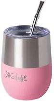 Cuia Térmica Big Life Cup 3 Em 1 com Bomba 350ML - Rosa