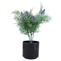 Planta Artificial de Lavanda Roxa Em Vaso Preto – Decoração Aromática Sem Manutenção