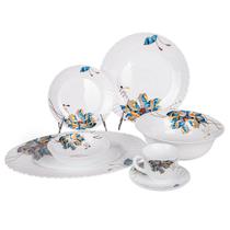 Jogo de Jantar Branco Floral/Dorado 32 PC Vidro Frances