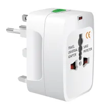 Adaptador Tomada Universal Internacional All-In-One Travel / com 2 Adaptadores USB - Branco