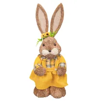 Coelho Decorativa de Páscoa com Vestido Amarelo