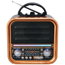 Radio Portatil Megastar RX720BTG 600 Watts P.M.P.O com Micro SD/USB/Bluetooth - Marrom/Dourado