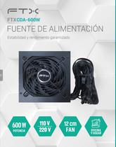 Fonte 600W FTX FTX-CDA-600W 110/220V Negro