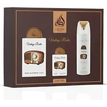 Kit Perfume Lattafa Pride Vintage Radio Edp 100ML + Spray 200ML + Miniatura 20ML - Masculino