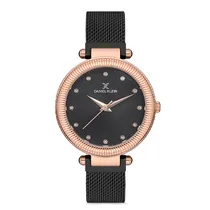 Relógio Analógico Feminino Daniel Klein DK.1.12709-7 Premium Ladies / Pulseira de Malha - Preto/Rose Gold