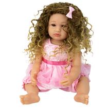 Boneca Baby Reborn V-30 - 55CM - Silicone - Vestido Rosa