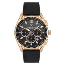 Relógio Analógico Masculino Daniel Klein DK.1.13902-3 Exclusive Gents / Pulseira de Couro Genuino - Preto/Dourado