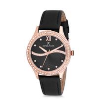 Relogio Analogico Feminino Daniel Klein Premium DK12207-5 - Preto e Rosa Ouro