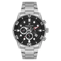 Relogio Analógico Masculino Daniel Klein DK.1.13887-2 Exclusive Gents / Pulseira de Aço Inoxidável - Prata/Preto