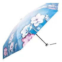 Sombrinha Guarda-Chuva Floral Turquesa 18CM Cerrado Y 90 CM Circuferencia