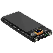 Carregador Portátil Satellite A-PB410006Q 10.000 Mah Saídas USB e USB-C - Transparente/Preto/Amarelo