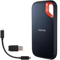 SSD Externo de 1TB Sandisk Extreme Portable SDSSDE61-1T00-G25 1.050 MB/s de Leitura - Azul/Laranja