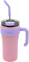 Copo Térmico com Canudo Trendy 18440 860ML - Rosa/Lilás
