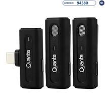 Microfone Sem Fio Quanta QTMDM20 Dual para Smartphone com USB-C - Preto