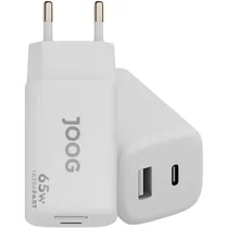 Carregador / Adaptador de Parede Joog PD65W-JG / 65W / USB-A / USB-C - Branco