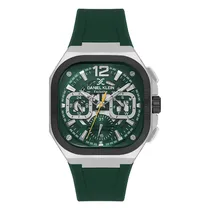 Relogio Analógico Masculino Daniel Klein DK.1.14008-5 Exclusive Gent / Pulseira de Silicone - Verde/Prata/Preto