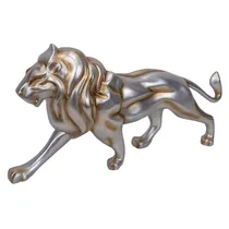 Estatueta Decorativa de Leão 46,5 CM Prateada