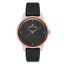 Relogio Analogico Femenino Daniel Klein DK.1.12685-5 Premium Ladies / Pulsera de Cuero Genuino - Preto/Rose Gold