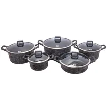 Jogo de Panelas Ucc Life 10 Pçs. Granito Preto/Cinza