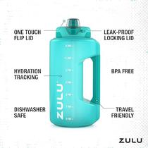 Zulu Goals Botella de Agua Con Marcador de Tiempo 64 Oz Y Asa