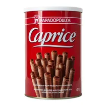 Canudos de Wafer Crocante Caprice Recheio Creme de Avelãs Lata 400G