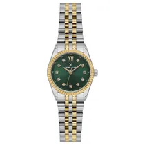 Relogio Analogico Feminino Daniel Klein DK.1.13925-4 Premium Lady / Pulseira de Aço Inoxidável - Prata/Dourado/Verde