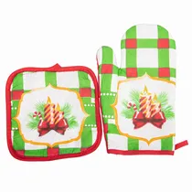 Kit Luva e Pega-Panela Vermelho Natalino
