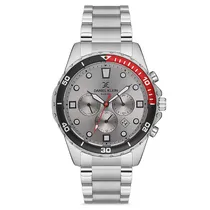 Relogio Analógico Masculino Daniel Klein DK.1.12680-1 Exclusive Gents / Pulseira de Aço Inoxidável - Prata/Preto/Vermelho