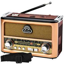 Radio Portatil Megastar RX087BT / 600W / Bluetooth / USB / AM / FM / SW / Bivolt - Dourado/ Preto/ Marrom