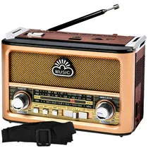 Rádio Portátil Megastar RX087BT / 600W / Bluetooth / USB / AM / FM / SW / Bivolt - Dourado/ Preto/ Marrom