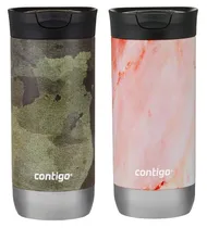 Kit Garrafa Térmica Contigo Snapseal 473ML - Rose Quartz/ Textured Camo