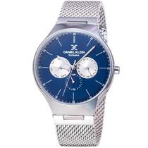 Relogio Analogico Daniel Klein Exclusive DK11820-3 Masculino, Metal - Prata e Azul